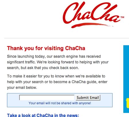 ChaCha search engine message