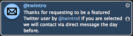 A direct message from Twitintro