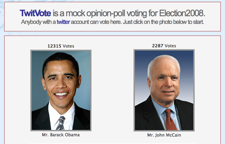 TwitVote - a mock opinion poll on Twitter