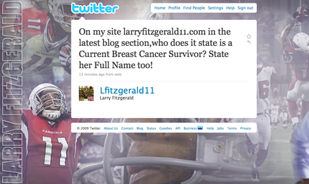 Larry Fitzgerald asks a question on Twitter