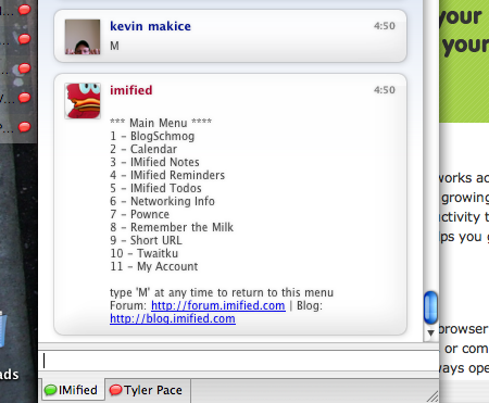IMified Chat Menu